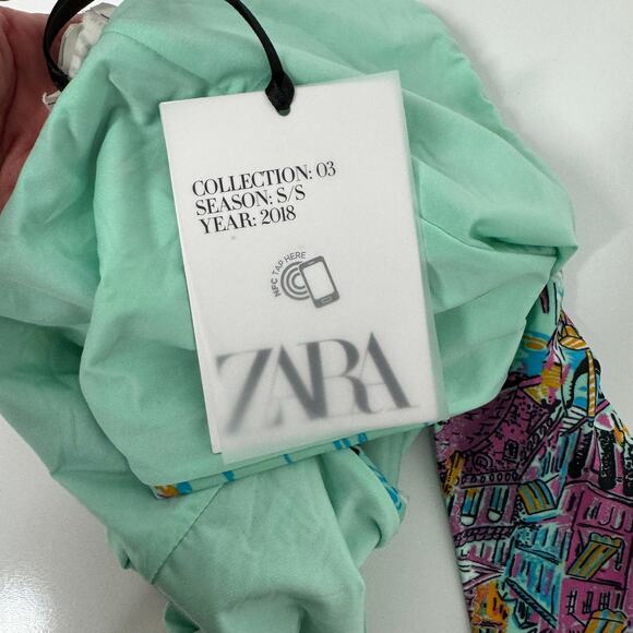 NWT  Zara Gondola Print Swimsuit Aqua One Piece Beach Vacay Cruise Resort Size L - Picture 9 of 11